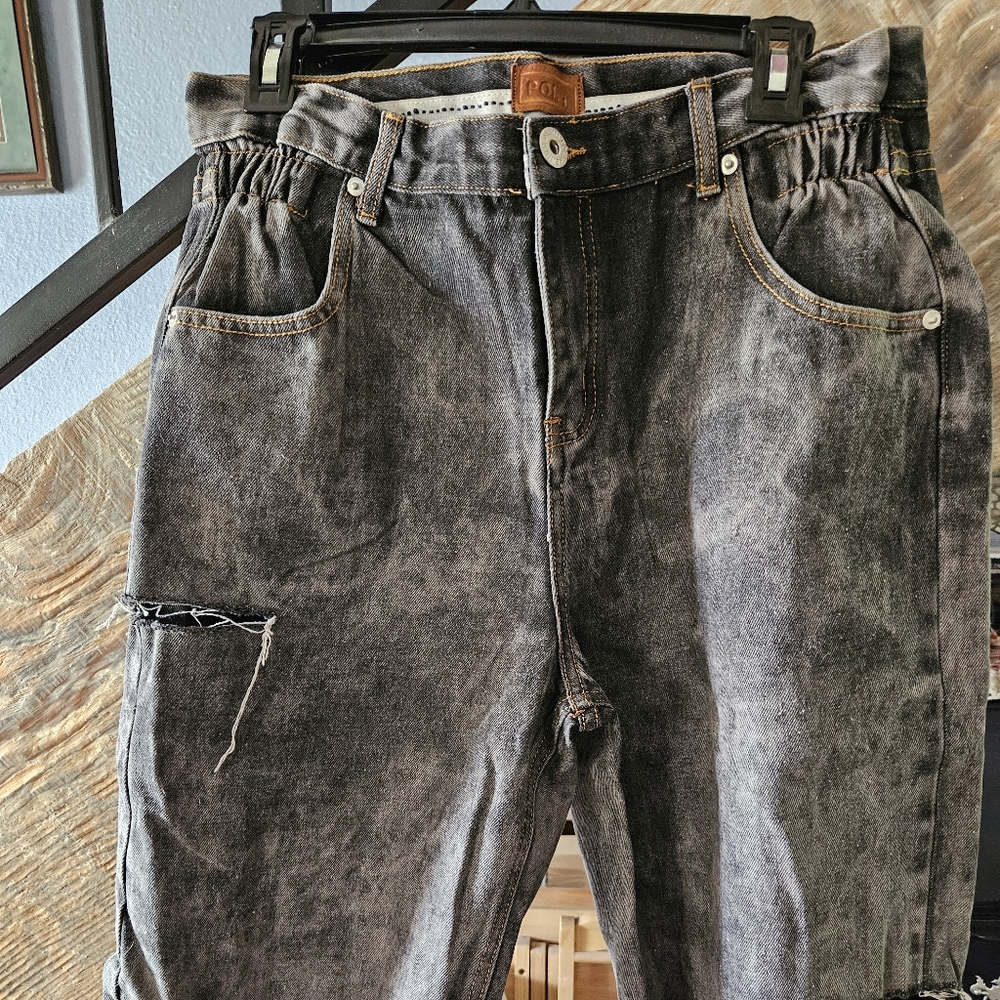 POL Black Mineral Wash Skater Shorts